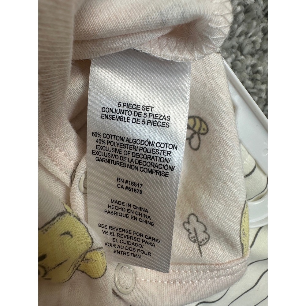 Disney Baby Winnie the Pooh 5 Piece Bodysuit Pants Shorts Hat Set 0-3M NWT - Picture 8 of 8